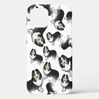 Tricolor Shetland Sheepdog Cartoon Dog Pattern