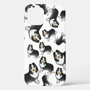 Tricolor Shetland Sheepdog Cartoon Dog Pattern iPhone 12 Case