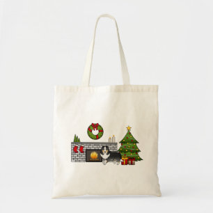 Tricolor Shetland Sheepdog Dog In A Festive Room Tote Bag