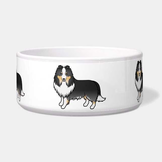 Tricolor Shetland Sheepdog Sheltie Cartoon Dogs (Front)