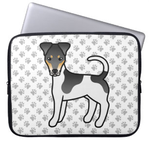 Tricolor Smooth Fox Terrier Cute Cartoon Dog Laptop Sleeve