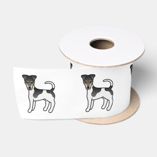 Tricolor Smooth Fox Terrier Cute Cartoon Dog Satin Ribbon