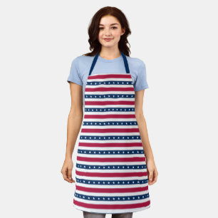 Tricolor Stars and Horizontal Stripes Apron