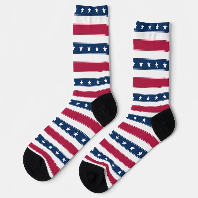 Tricolor Stars and Stripes Socks (Left)