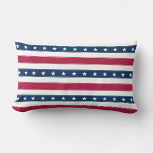 Tricolor Stripes & Stars (horizontal) Lumbar Cushion
