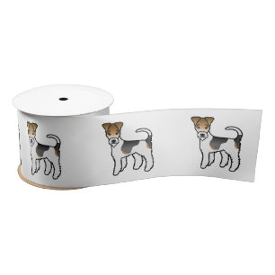 Tricolor Wire Fox Terrier Cute Cartoon Dog Satin Ribbon