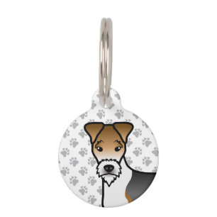 Tricolor Wire Fox Terrier Cute Dog Head Pet Tag