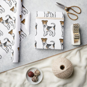 Tricolor Wire Fox Terrier Cute Dog Pattern Wrapping Paper