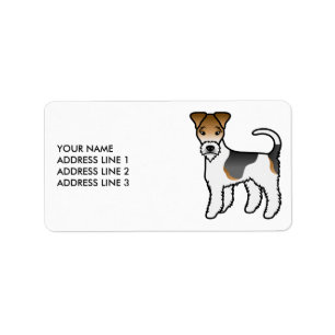 Tricolor Wire Fox Terrier Cute Dog & Text Label