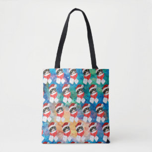 Tricolored Cat Funny Christmas Holidays Tote Bag