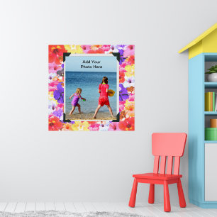 Tricolored Mosaic Hibiscus Flowers, Poster