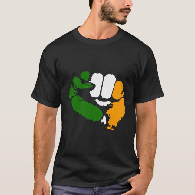 Tricolour Fist Irish Republican Design T-Shirt (Front)