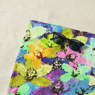 Tricolour Mosaic Orchids, Beach Towel