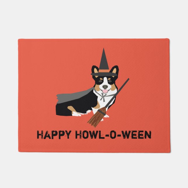 Tricorgi Dog Howl-o-ween Doormat (Front)