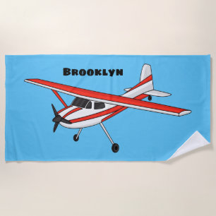 Tricycle gear aircraft cartoon beach towel