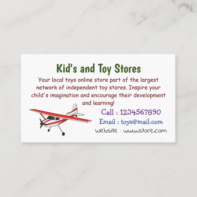 Tricycle gear aircraft cartoon business card (Front)