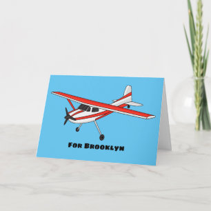 Tricycle gear aircraft cartoon card