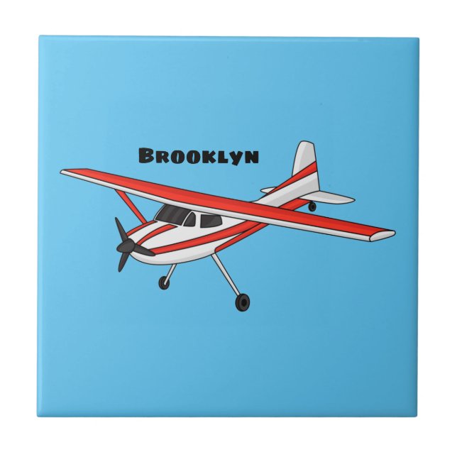 Tricycle gear aircraft cartoon ceramic tile (Front)