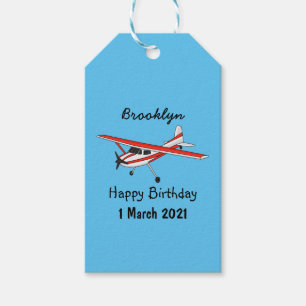 Tricycle gear aircraft cartoon gift tags