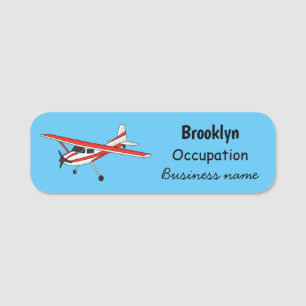 Tricycle gear aircraft cartoon name tag
