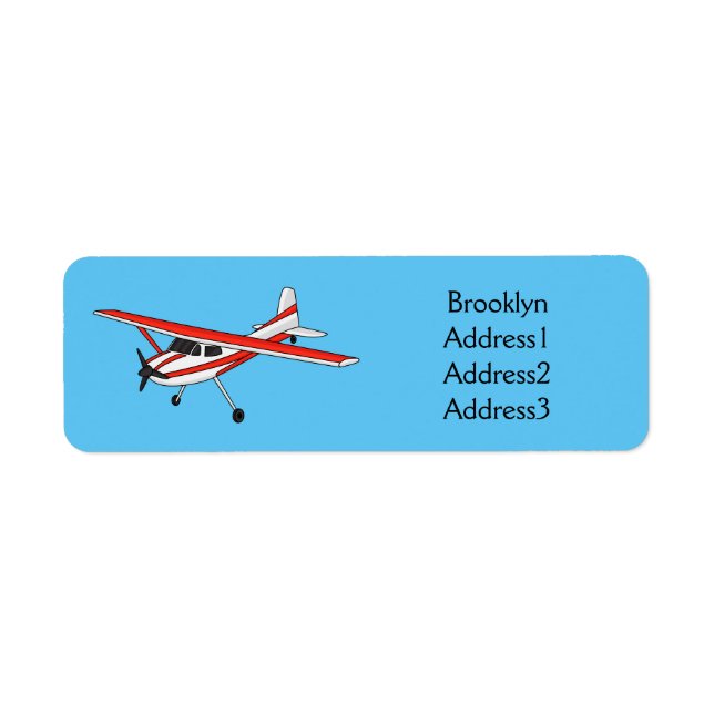 Tricycle gear aircraft cartoon return address label (Front)