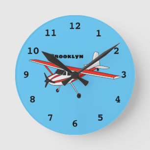 Tricycle gear aircraft cartoon round clock