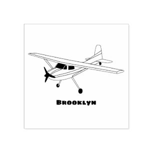 Tricycle gear aircraft cartoon rubber stamp