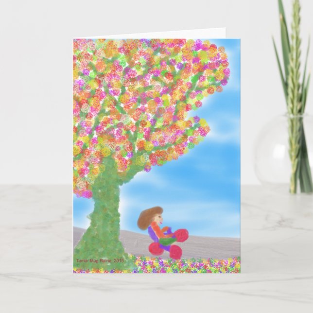 Tricycle Under a Magical Tree Greeting card (Front)