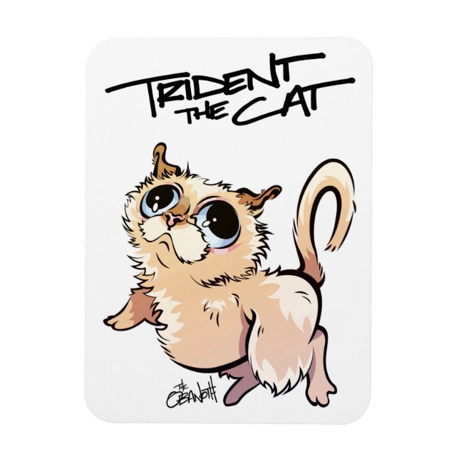 Trident the Cat Illustrated Magnet 01 (Vertical)