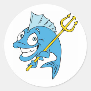 Trident the Fish Classic Round Sticker