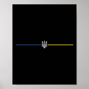 Trident Ukraine Lines Ukrainian Heraldic Crest Wom Poster