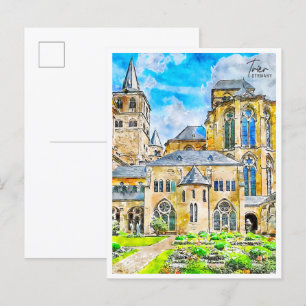 Trier Germany vintage travel watercolor Postcard