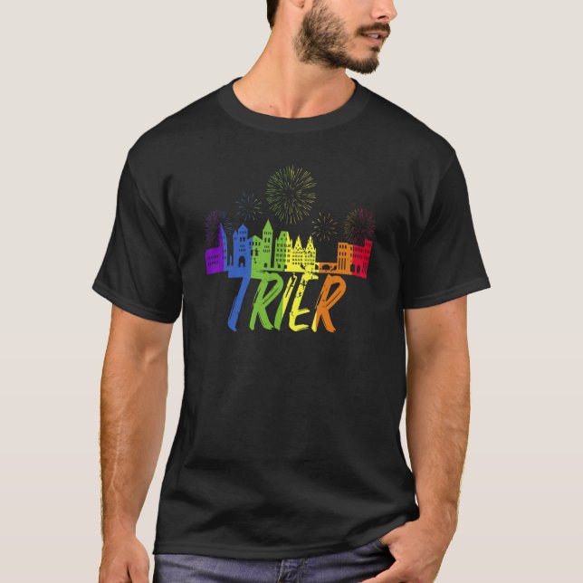 Trier Pride Skyline  Pride Parade Trier T-Shirt (Front)