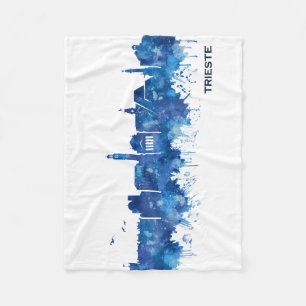 Trieste Italy Skyline Blue Fleece Blanket