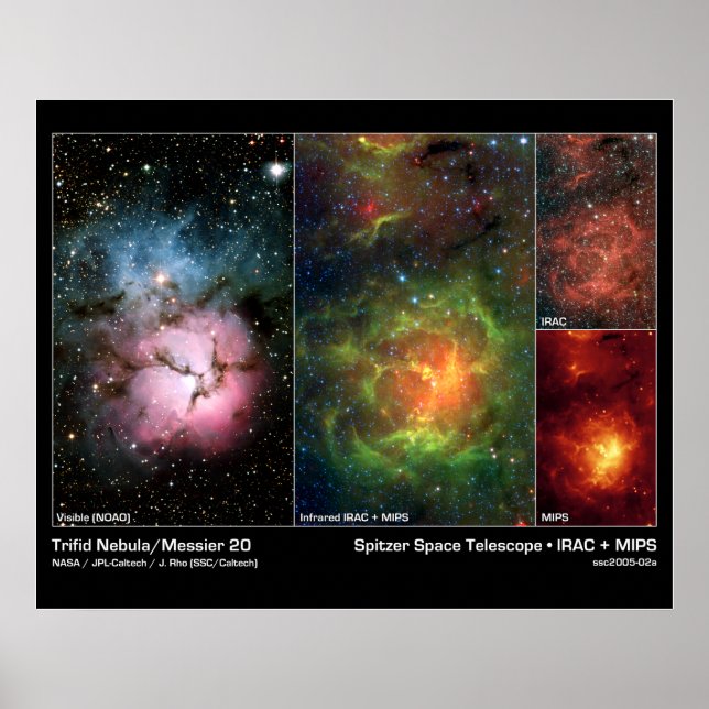 Trifid Nebula (Messier 20) – Spitzer Telescope Poster (Front)