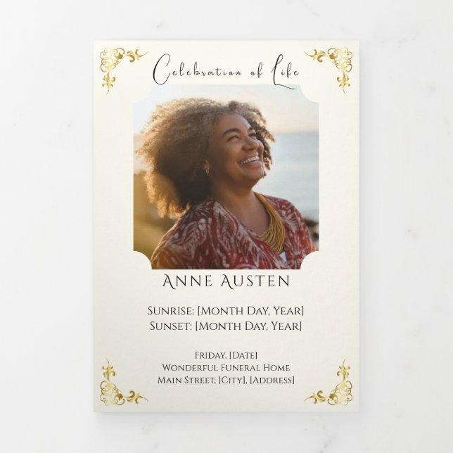 Trifold Funeral Program – Celebration of Life (Cover)
