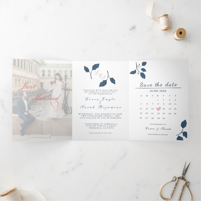 Trifold Letter Fold Wedding Invitation (Inside)