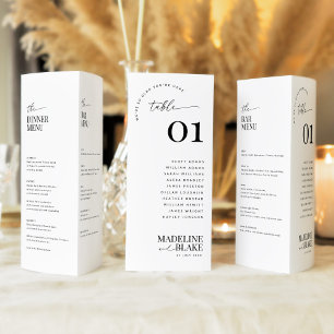 Trifold Table Numbers with Seating and Menu