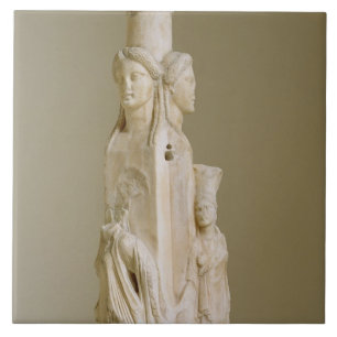 Triform Herm of Hecate, Marble sculpture, Attic pe Ceramic Tile