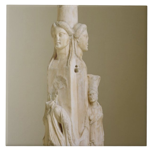 Triform Herm of Hecate, Marble sculpture, Attic pe Ceramic Tile (Front)