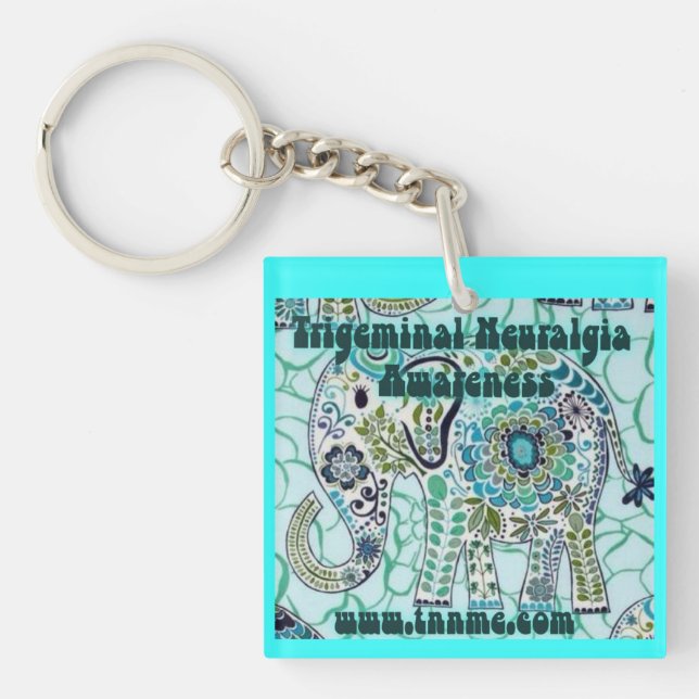 Trigeminal Neuralgia Awareness Elephant Key Chain. Key Ring (Front)