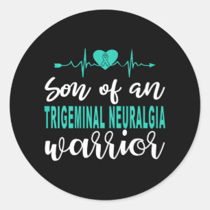 Trigeminal Neuralgia Awareness Heartbeat Teal Ribb Classic Round Sticker