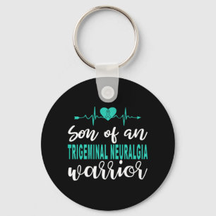 Trigeminal Neuralgia Awareness Heartbeat Teal Ribb Key Ring