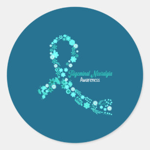 Trigeminal Neuralgia Awareness Hippie Flowers Classic Round Sticker