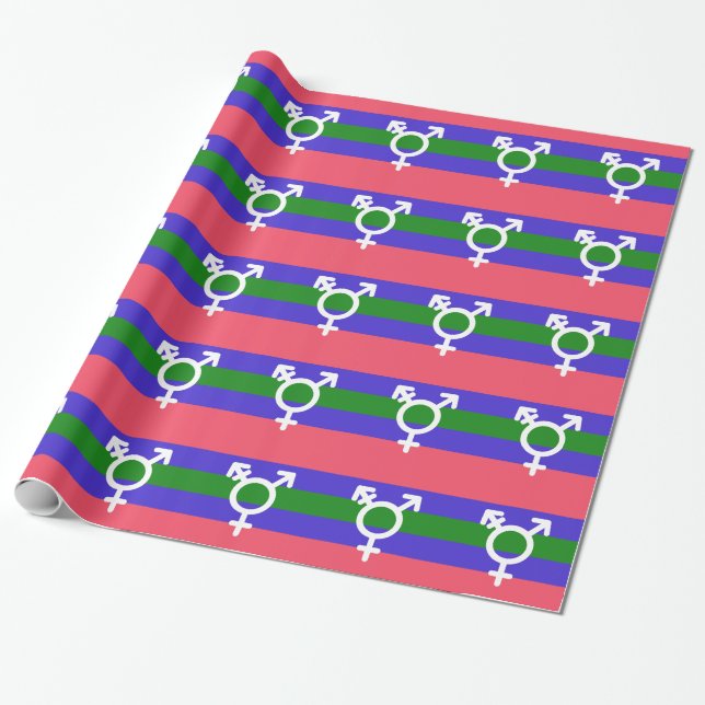 TRIGENDER FLAG AND SYMBOL WRAPPING PAPER (Unrolled)