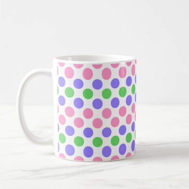 Trigender Pride Flag Colours Polkadots Coffee Mug (Left)