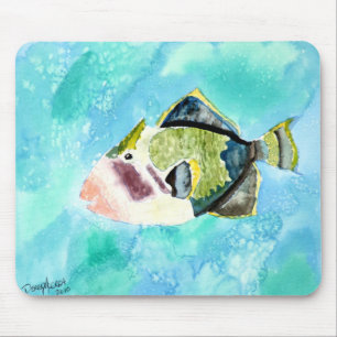 trigger fish sea life painting art prints mouse pad