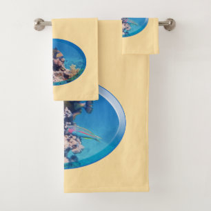 Triggerfish at coral reef - Photographic Design Bath Towel Set