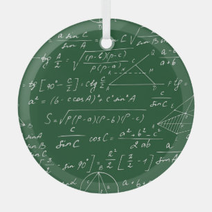 Trigonometry formulas geometric blackboard pattern glass tree decoration