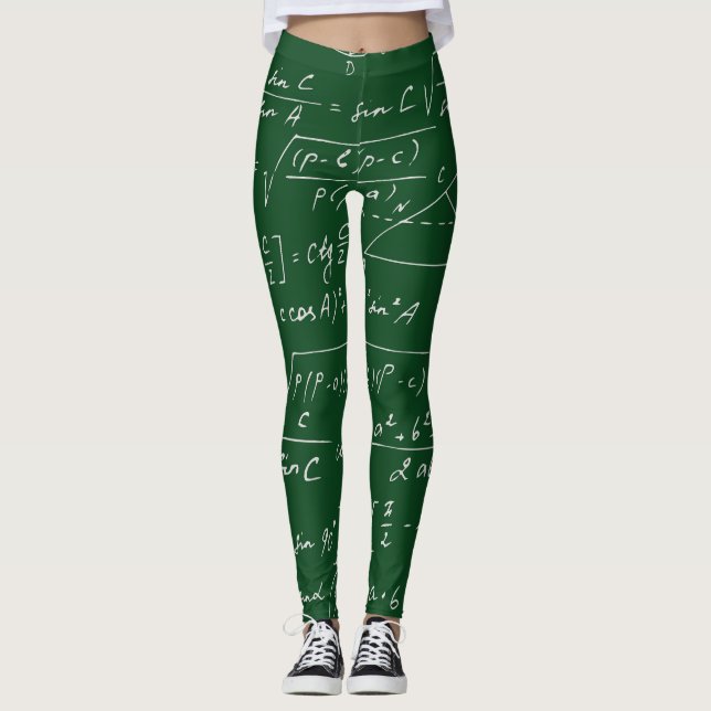 Trigonometry formulas geometric blackboard pattern leggings (Front)